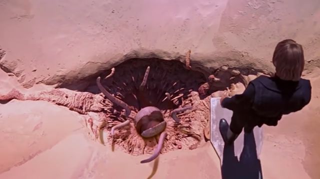 Luke is forced to walk the plank over the Sarlacc Pit
